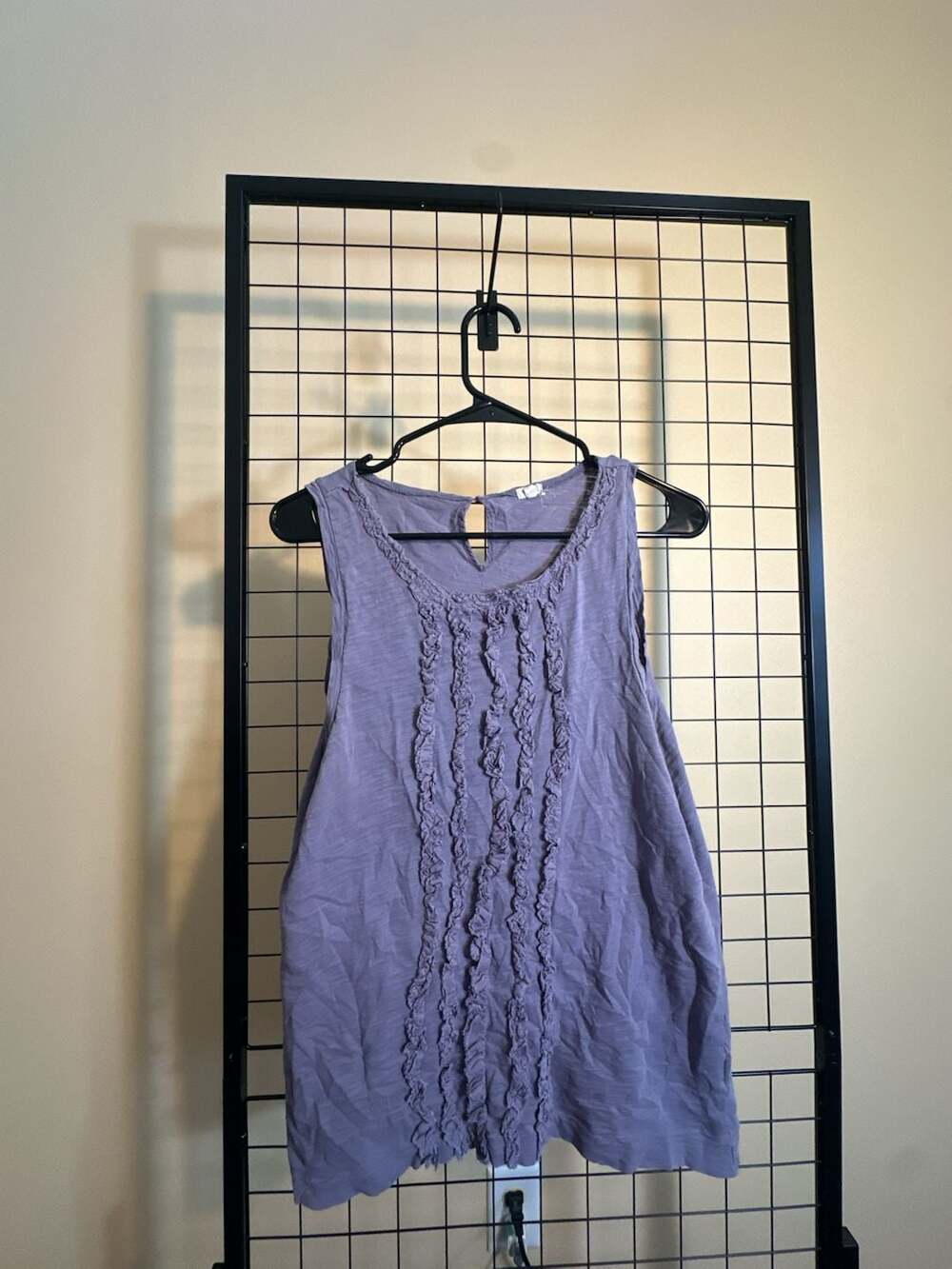 J.Crew Muted Purple Knit Ruffle Front Sleeveless Tank Top